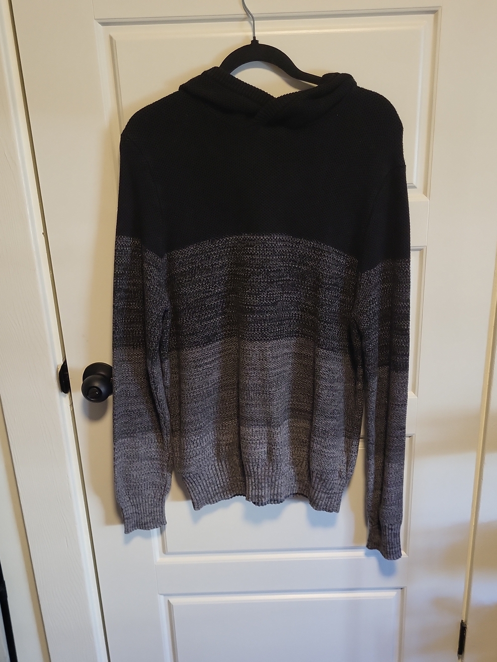 Denver Hayes Men's Hooded Crewneck Sweater in Black and Gray